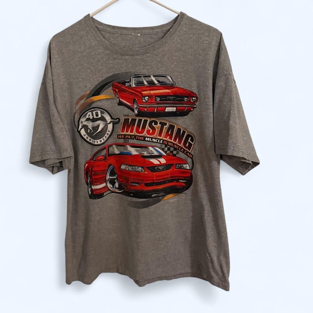 Ford shirt mens XL gray vintage mustang 40th anniversary car racing tee